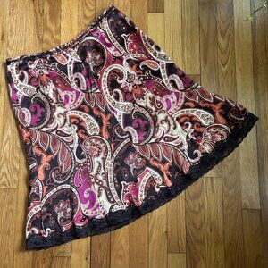 Vintage 90's Y2K The Limited Paisley Silk Skirt W/ Lace Hem Multicolor Size 12